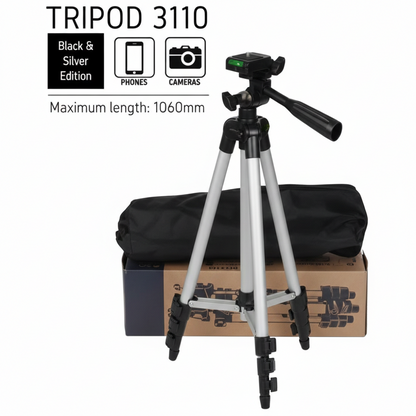 Royal Wahab Store – Tripod 3110 Portable Adjustable Aluminium Lightweight Camera Stand | Black & Silver