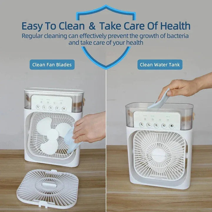 10-Inch Desktop Humidifier Fan – Portable Mist Cooling Fan with LED Light & Timer | Royal Wahab Store