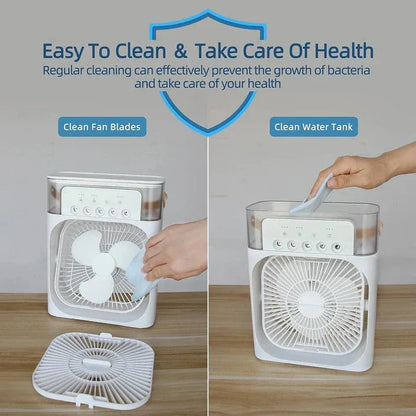 10-Inch Desktop Humidifier Fan – Portable Mist Cooling Fan with LED Light & Timer | Royal Wahab Store