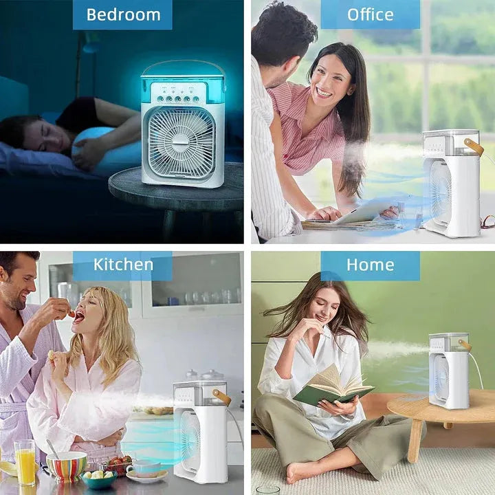 10-Inch Desktop Humidifier Fan – Portable Mist Cooling Fan with LED Light & Timer | Royal Wahab Store