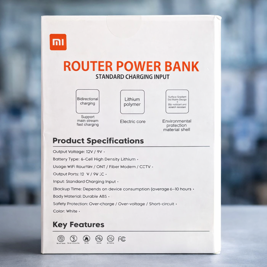Mi Router Power Bank UPS – 12V/9V WiFi Router Backup Battery for PTCL, StormFiber & Fiber Modems