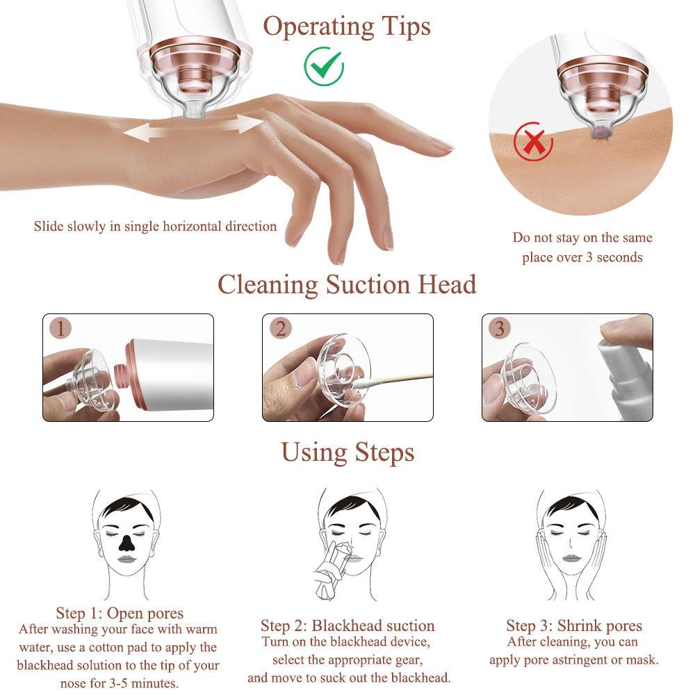 Slim Blackhead Rechargeable Suction Device Kit Pore Cleaner