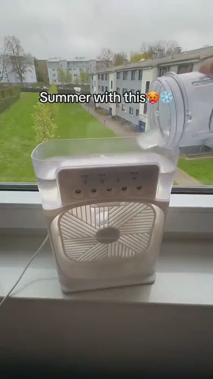 10-Inch Desktop Humidifier Fan – Portable Mist Cooling Fan with LED Light & Timer | Royal Wahab Store