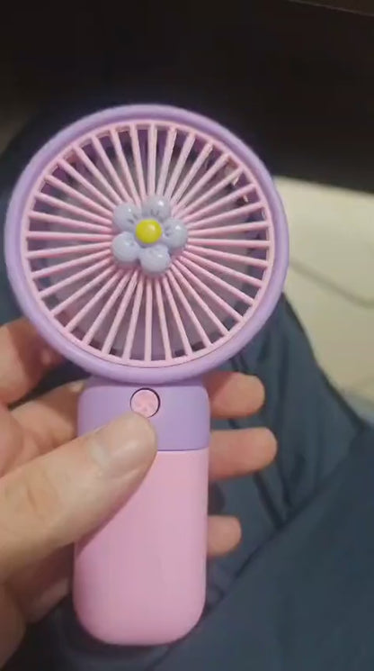 3 Speed Rechargeable Hand Fan – Mini Handy Fan For Kids With Stand (Random Color)