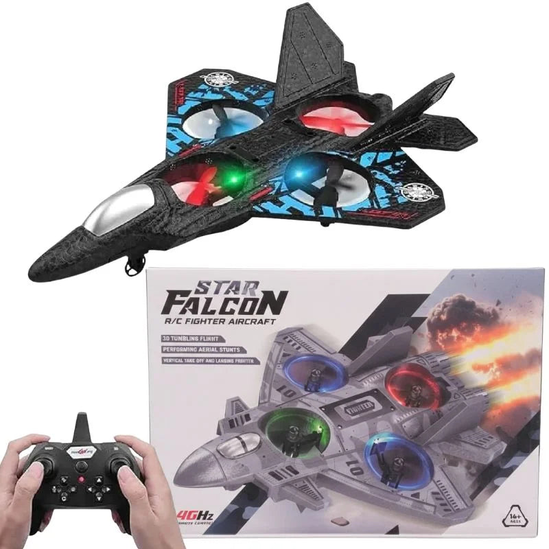 Premium RC Fighter Jet Plane 2.4G | Remote Control Foam Airplane Toy with Lights & 3D Stunt Glider