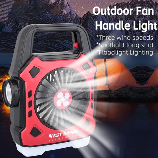 Multipurpose Rechargeable Desk & Camping Fan with LED Light, Flashlight & Power Bank