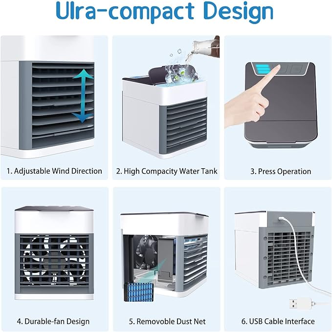 Arctic Air Ultra 3-in-1 Mini USB Portable Air Cooler | Personal Evaporative AC with LED Night Light